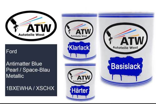 Ford, Antimatter Blue Pearl / Space-Blau Metallic, 1BXEWHA / XSCHX: 1L Lackdose + 1L Klarlack + 500ml Härter - Set, von ATW Autoteile West.